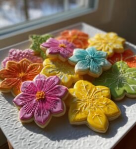 spring flower cookies decorated